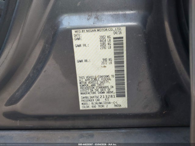 Nissan Altima 3.5 Sr 2016 1N4BL3AP7GC213281 Image 9