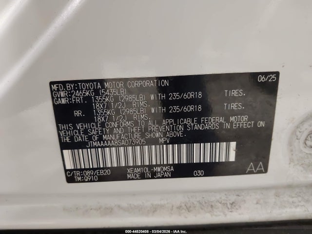 Toyota BZ4X XLE 2025 JTMAAAAA8SA073905 Image 9