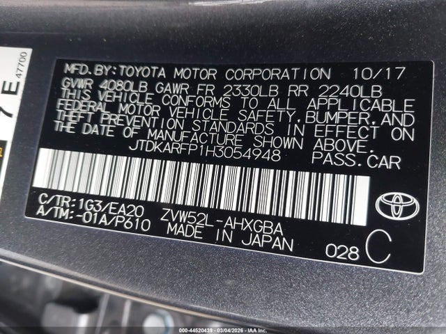 2017 TOYOTA PRIUS PRIME JTDKARFP1H3054948 Photo 8