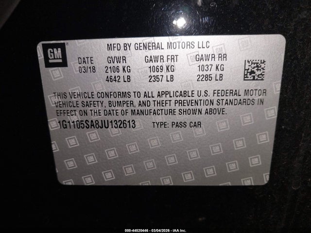 1G1105SA8JU132613 Chevrolet IMPALA 1LT