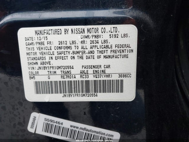 JN1BY1PR1GM720554 Infiniti Q70l 3.7x