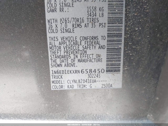 2024 Nissan Frontier Sv 4x4 მანქანა იყიდება აუქციონზე, vin: 1N6ED1EKXRN658450, აუქციონის ნომერი: 44520514