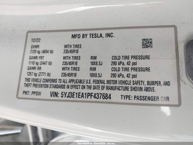 2023 TESLA MODEL 3 5YJ3E1EA1PF437684 Photo 8