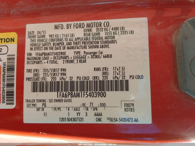 2015 FORD MUSTANG 1FA6P8AM1F5403900 Photo 8