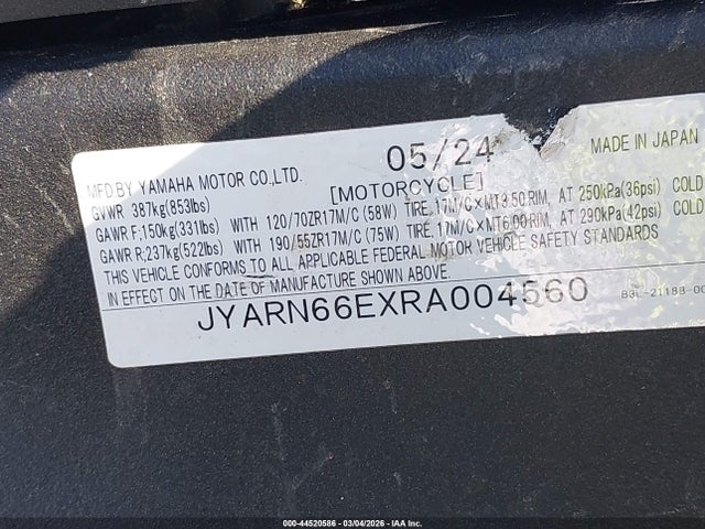 Yamaha YZFR1 2024 JYARN66EXRA004560 Image 10