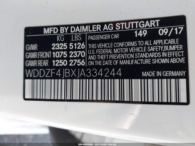 Продаж на аукціоні авто 2018 Mercedes-benz E 300, vin: WDDZF4JBXJA334244, номер лоту: 44520588