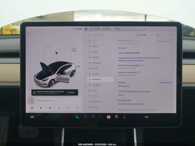 44520605 :رقم المزاد ، 5YJ3E1EA8KF436265 vin ، 2019 Tesla Model 3 Long Range/mid Range/standard Range/standard Range Plus مزاد بيع