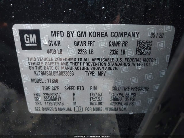 KL79MSSL8MB023693 Chevrolet Trailblazer Awd Activ