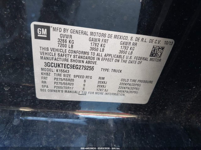 3GCUKTEC9EG279256 Chevrolet Silverado 1500 High Country