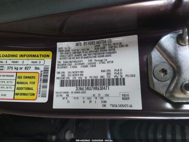 3LN6L5NU7HR630471 Lincoln Mkz Hybrid Black Label