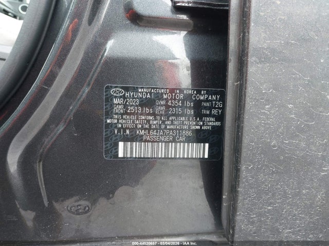2023 Hyundai Sonata Sel მანქანა იყიდება აუქციონზე, vin: KMHL64JA7PA311886, აუქციონის ნომერი: 44520657