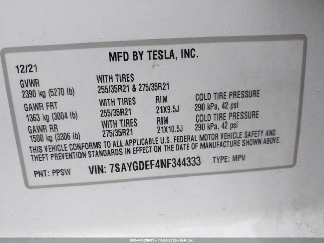 7SAYGDEF4NF344333 Tesla Model Y Performance Dual Motor All-wheel Drive