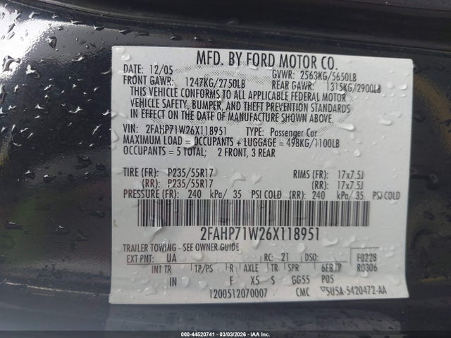 2006 FORD CROWN VICTORIA 2FAHP71W26X118951 Photo 8