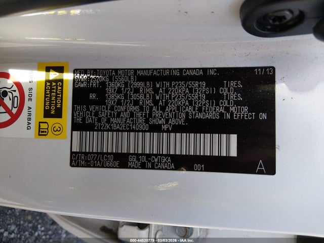 2014 Lexus Rx 350 მანქანა იყიდება აუქციონზე, vin: 2T2ZK1BA2EC140900, აუქციონის ნომერი: 44520779