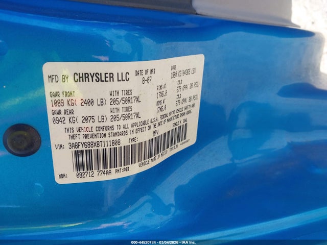 2008 CHRYSLER PT CRUISER 3A8FY688X8T111808 Photo 8