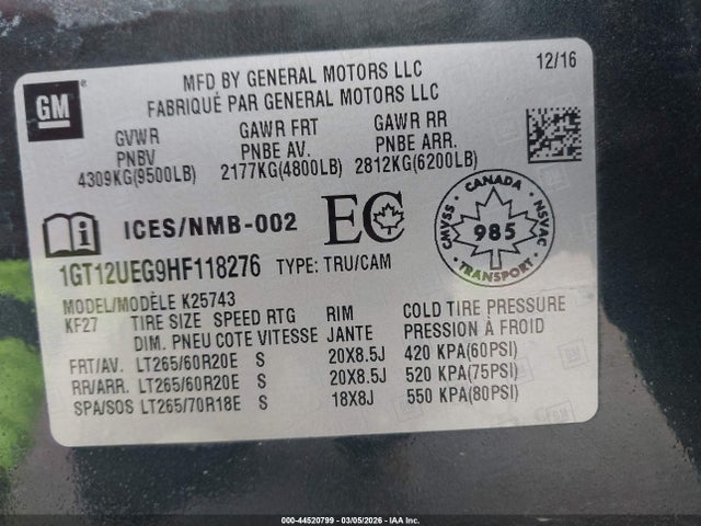 1GT12UEG9HF118276 GMC Sierra 2500hd Denali