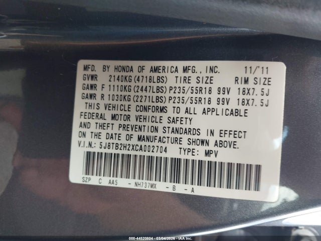 2012 ACURA RDX 5J8TB2H2XCA002704 Photo 8