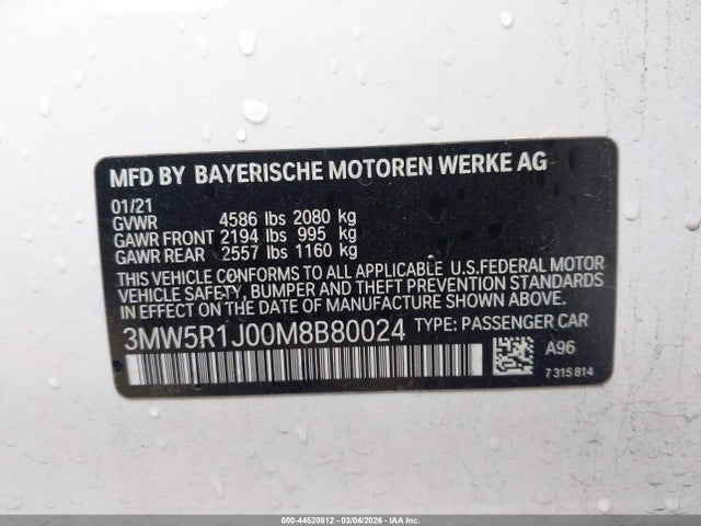 3MW5R1J00M8B80024 BMW 330I