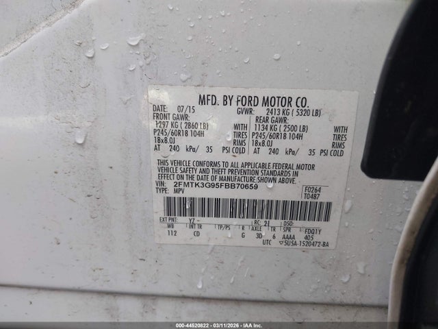 Ford EDGE SE 2015 2FMTK3G95FBB70659 Image 9
