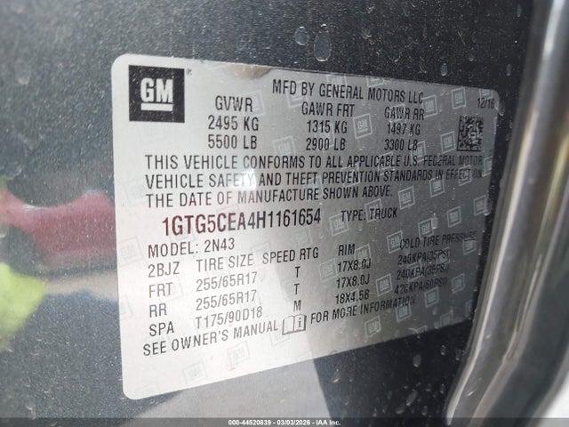 Aukcja sprzedaży 2017 Gmc Canyon Sle, vin: 1GTG5CEA4H1161654, numer aukcji: 44520839