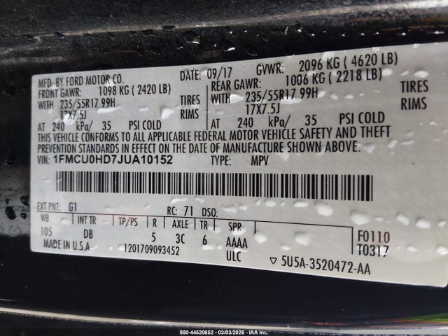Ford ESCAPE SEL 2018 1FMCU0HD7JUA10152 Image 9