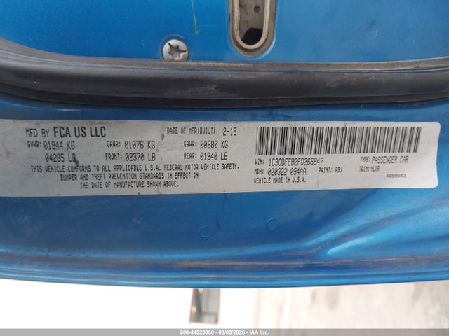Aukcja sprzedaży 2015 Dodge Dart Gt, vin: 1C3CDFEB2FD266947, numer aukcji: 44520860