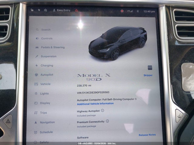 44520893 :رقم المزاد ، 5YJXCDE29GF026583 vin ، 2016 Tesla Model X 60d/70d/75d/90d مزاد بيع