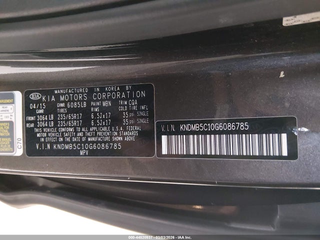 KIA SEDONA LX 2016 KNDMB5C10G6086785 Image 9