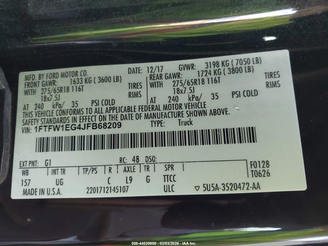 Ford F-150 Xlt 2018 1FTFW1EG4JFB68209 Image 9