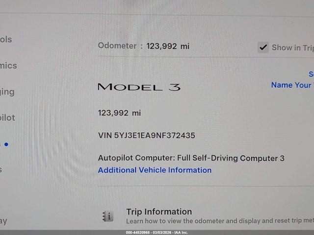 Aukcja sprzedaży 2022 Tesla Model 3 Rear-wheel Drive, vin: 5YJ3E1EA9NF372435, numer aukcji: 44520968
