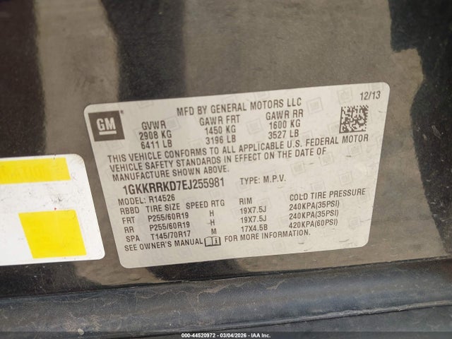 1GKKRRKD7EJ255981 GMC Acadia Slt-1