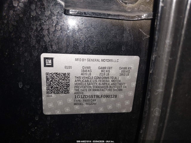 1G1ZD5ST9LF090128 Chevrolet Malibu Fwd Lt