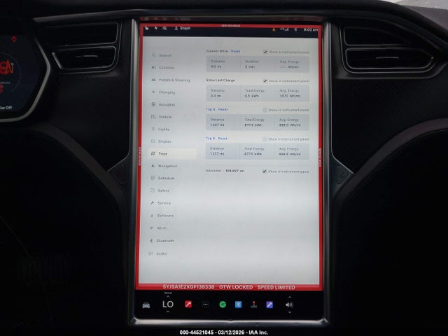2016 Tesla Model S 60d/70d/75d/85d/90d მანქანა იყიდება აუქციონზე, vin: 5YJSA1E2XGF138338, აუქციონის ნომერი: 44521045