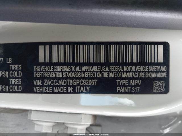 Jeep Renegade Limited 2016 ZACCJADT8GPC92067 Image 9
