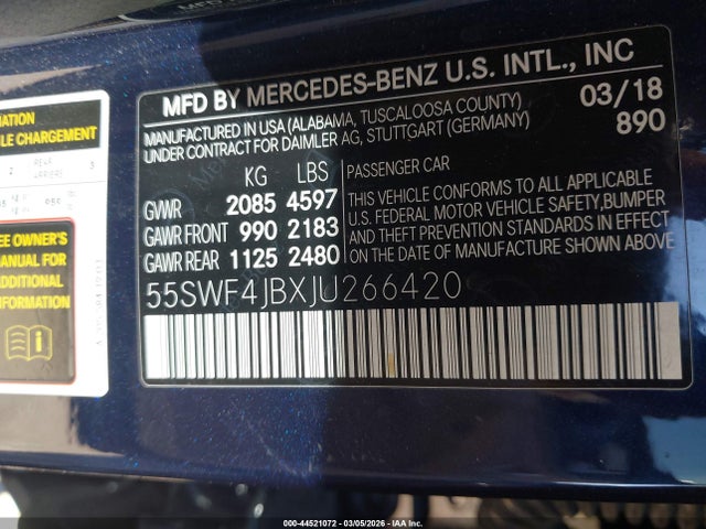 55SWF4JBXJU266420 Mercedes-Benz C 300