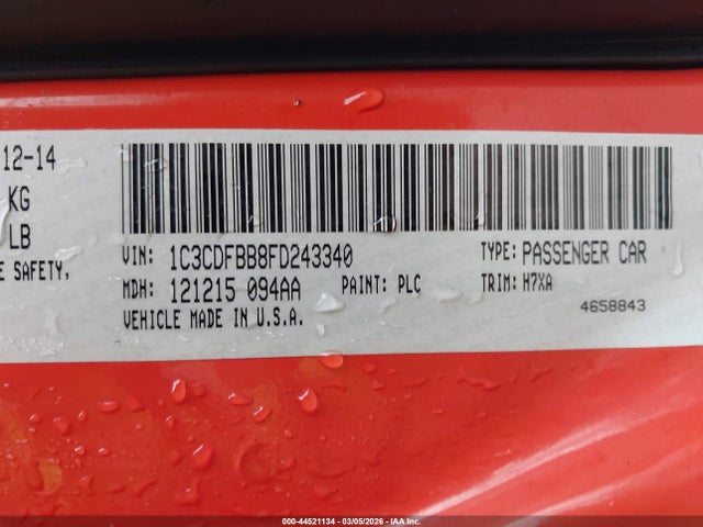 2015 DODGE DART 1C3CDFBB8FD243340 Photo 8