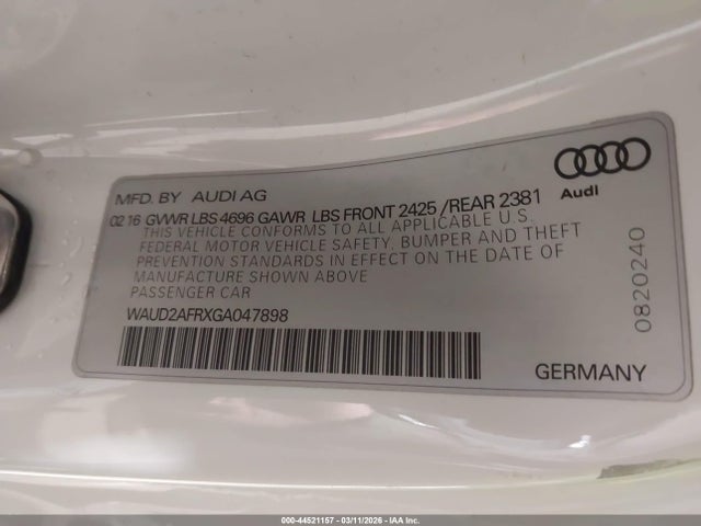 WAUD2AFRXGA047898 Audi A5 2.0t Premium