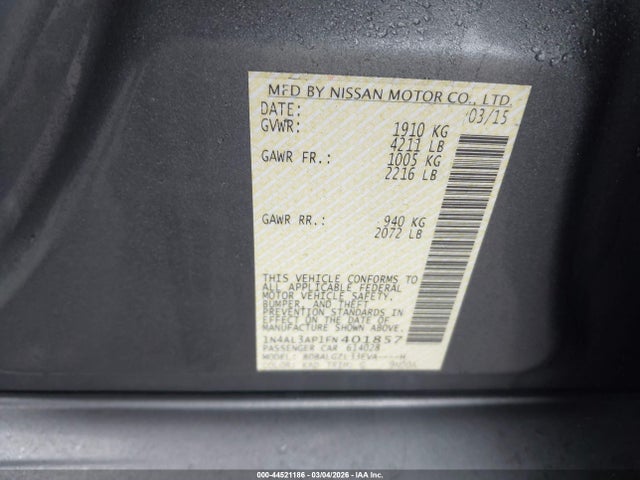 Nissan Altima 2.5 S 2015 1N4AL3AP1FN401857 Image 9