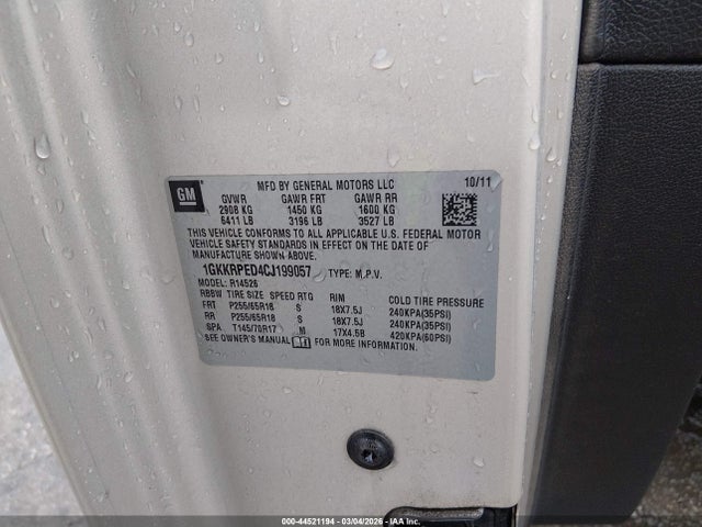2012 Gmc Acadia Sle მანქანა იყიდება აუქციონზე, vin: 1GKKRPED4CJ199057, აუქციონის ნომერი: 44521194