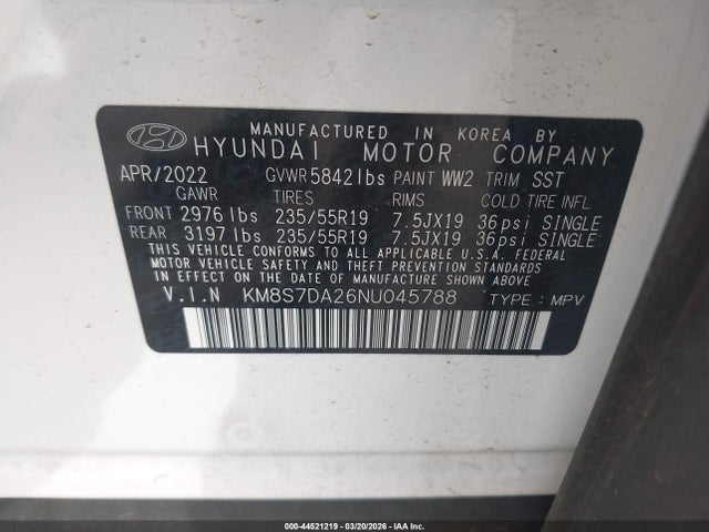 2022 HYUNDAI SANTA FE PLUG-IN HYBRID KM8S7DA26NU045788 Photo 8
