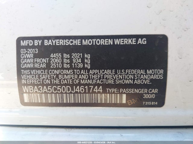 44521220 :رقم المزاد ، WBA3A5C50DJ461744 vin ، 2013 Bmw 328i مزاد بيع
