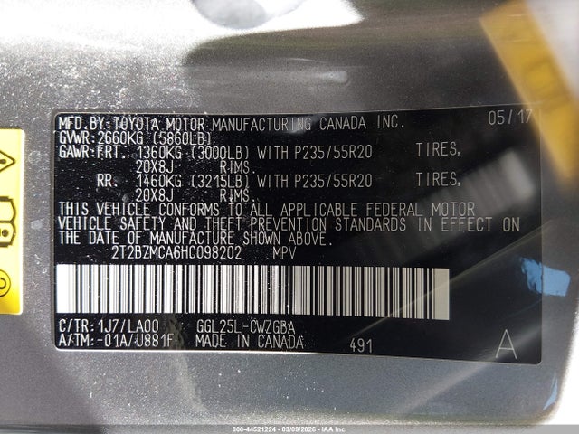 Продаж на аукціоні авто 2017 Lexus Rx 350, vin: 2T2BZMCA6HC098202, номер лоту: 44521224