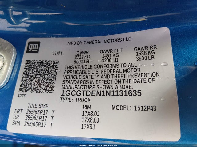 2022 CHEVROLET COLORADO 1GCGTDEN1N1131635 Photo 8