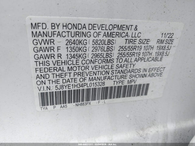 Aukcja sprzedaży 2023 Acura Mdx Standard, vin: 5J8YE1H34PL015328, numer aukcji: 44521311