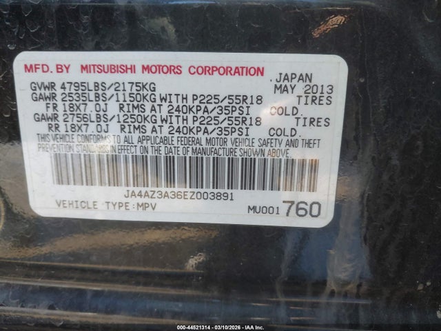 2014 MITSUBISHI OUTLANDER JA4AZ3A36EZ003891 Photo 8