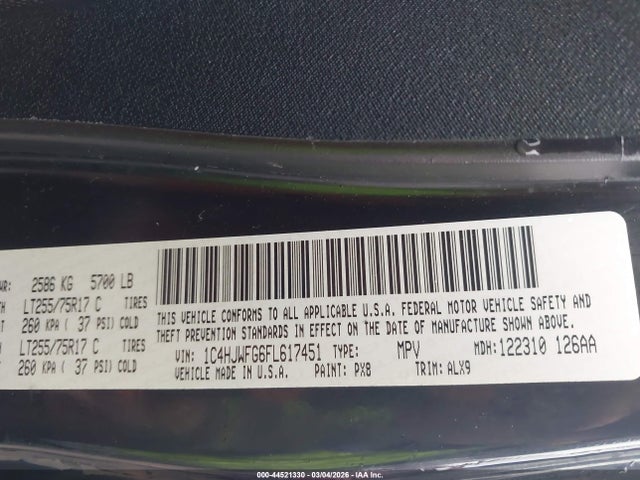 Продаж на аукціоні авто 2015 Jeep Wrangler Unlimited Rubicon Hard Rock, vin: 1C4HJWFG6FL617451, номер лоту: 44521330