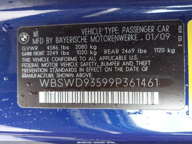 2009 BMW M3 WBSWD93599P361461 Photo 8