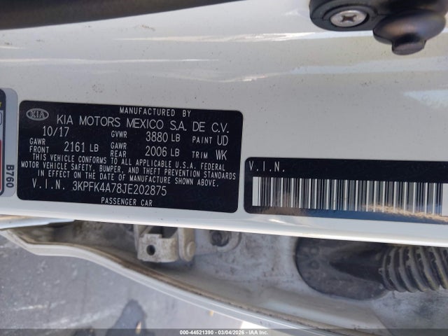 2018 Kia Forte Lx მანქანა იყიდება აუქციონზე, vin: 3KPFK4A78JE202875, აუქციონის ნომერი: 44521390