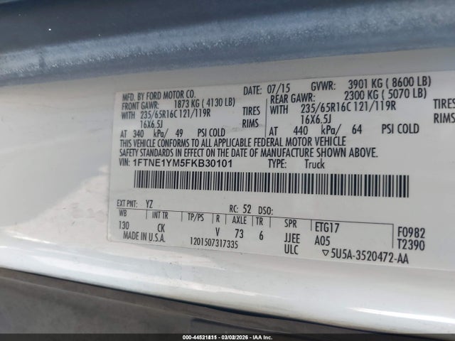 Ford Transit-150 2015 1FTNE1YM5FKB30101 Image 9