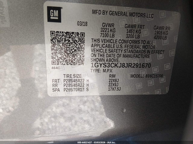 2018 CADILLAC ESCALADE 1GYS3CKJ8JR291670 Photo 8